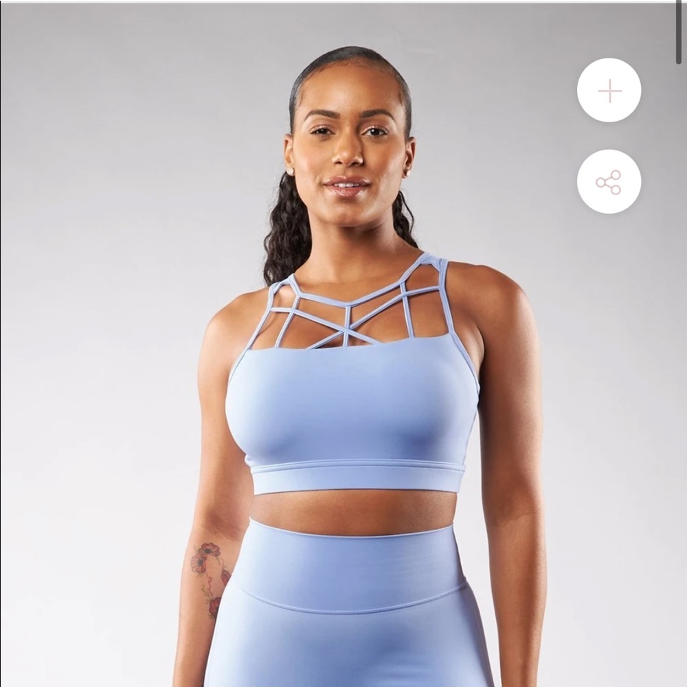 BuffBunny Botanical Sports Bra in Rainwater Blue